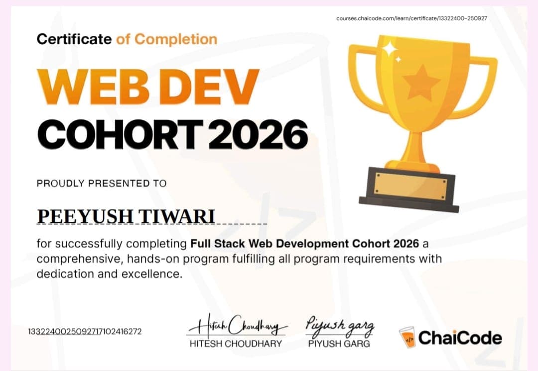 Web Dev Cohort 2026